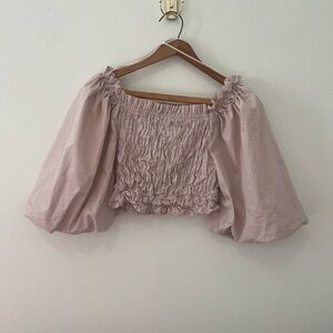 Freshman Blush Puff Sleeve Blouse Size Small